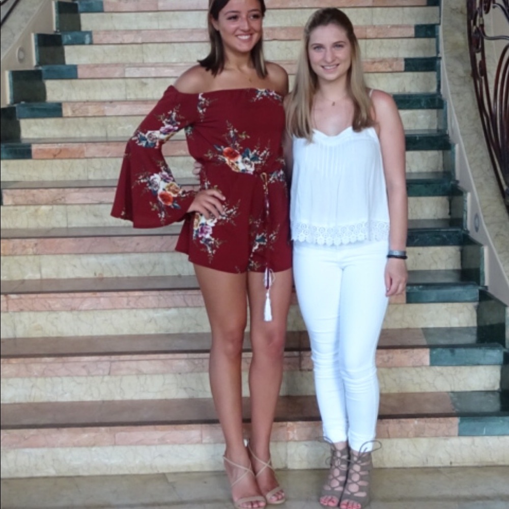Off shoulder flare sleeve romper